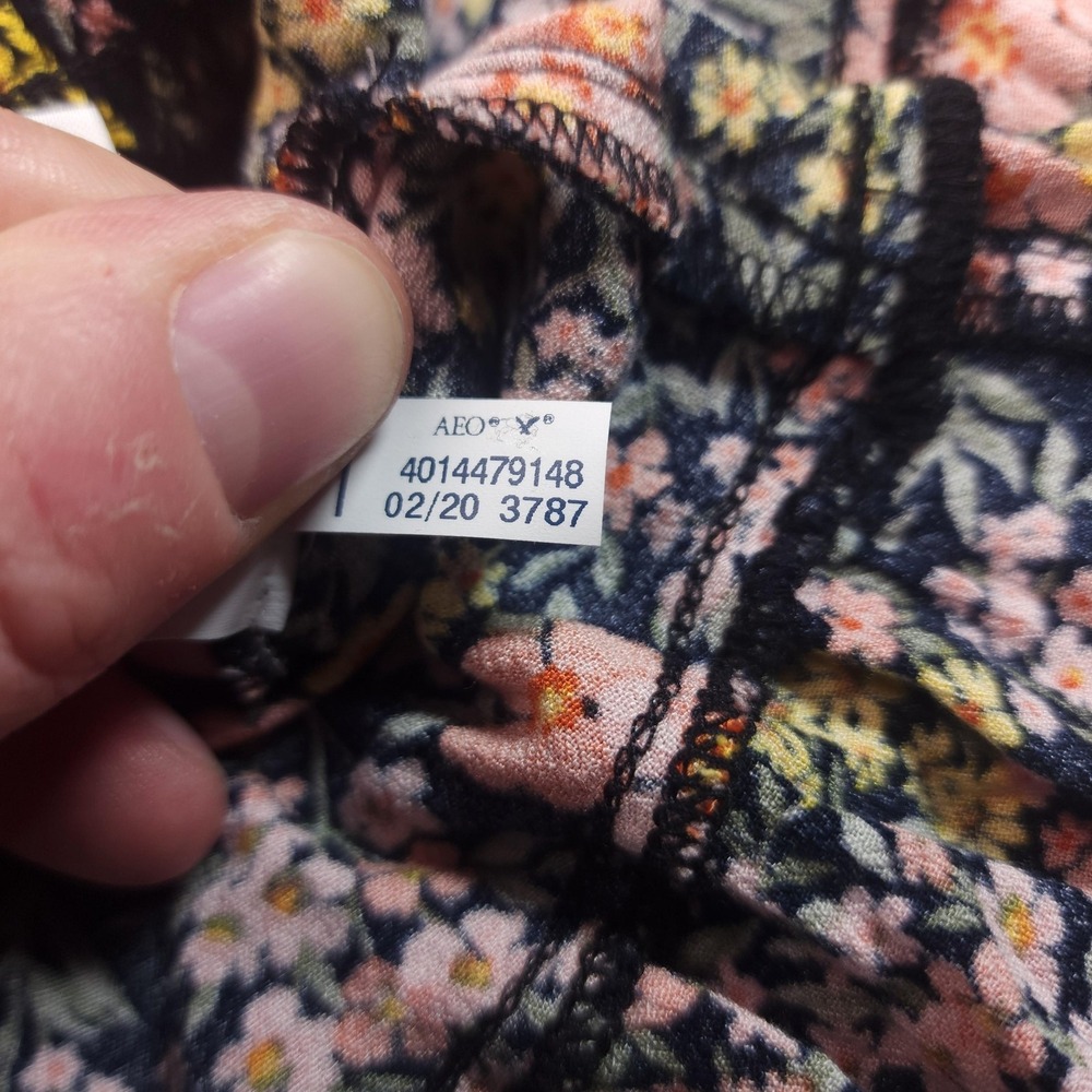 American Eagle Womens M Floral Mini Skirt Ruffle Boho Elastic Waist Pull On - Picture 5 of 8